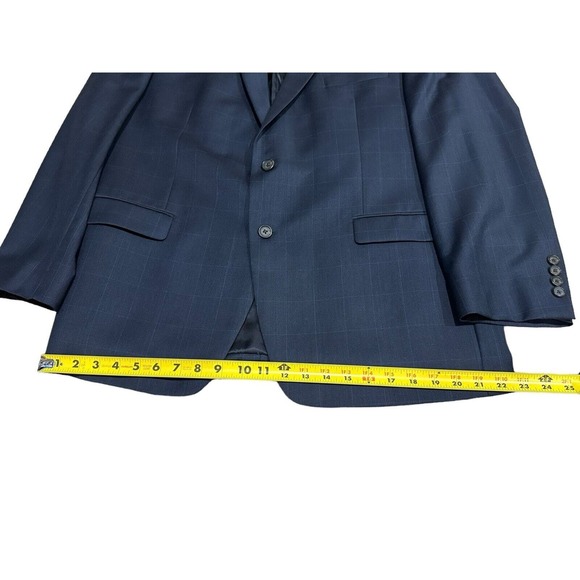 Lauren Ralph Lauren Men's 46R Navy Blue Plaid 100% Wool 2 Button Blazer Jacket - Picture 4 of 10